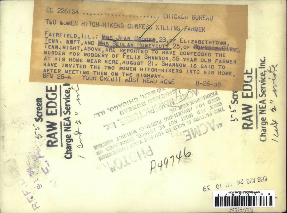 1938 Press Photo Fairfield, Ill Mrs Jean Brooks,Mrs Beulah Honeycutt. murderers