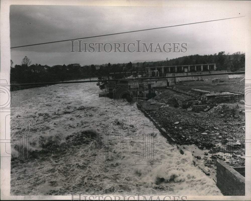 1938 Press Photo Chipocee Fall Massachusetts Dam Gave Way Destroys Factories- Historic Images