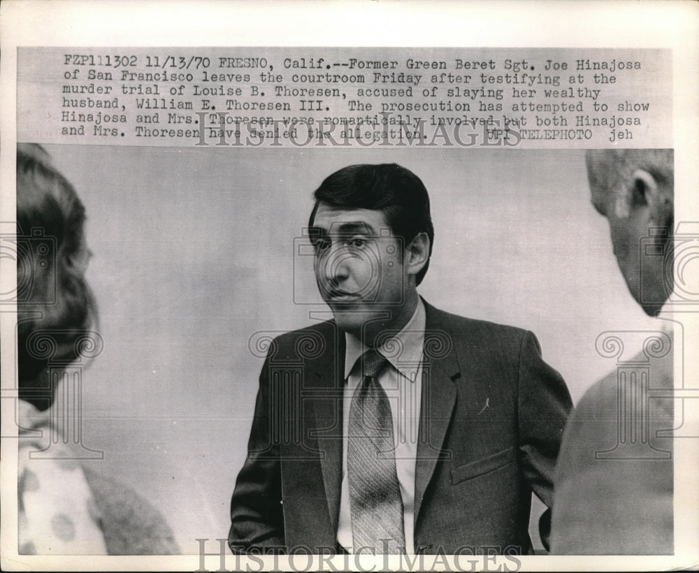 1970 Press Photo Former Green Beret Sgt. Joe Hinajosa Court Room - Historic Images