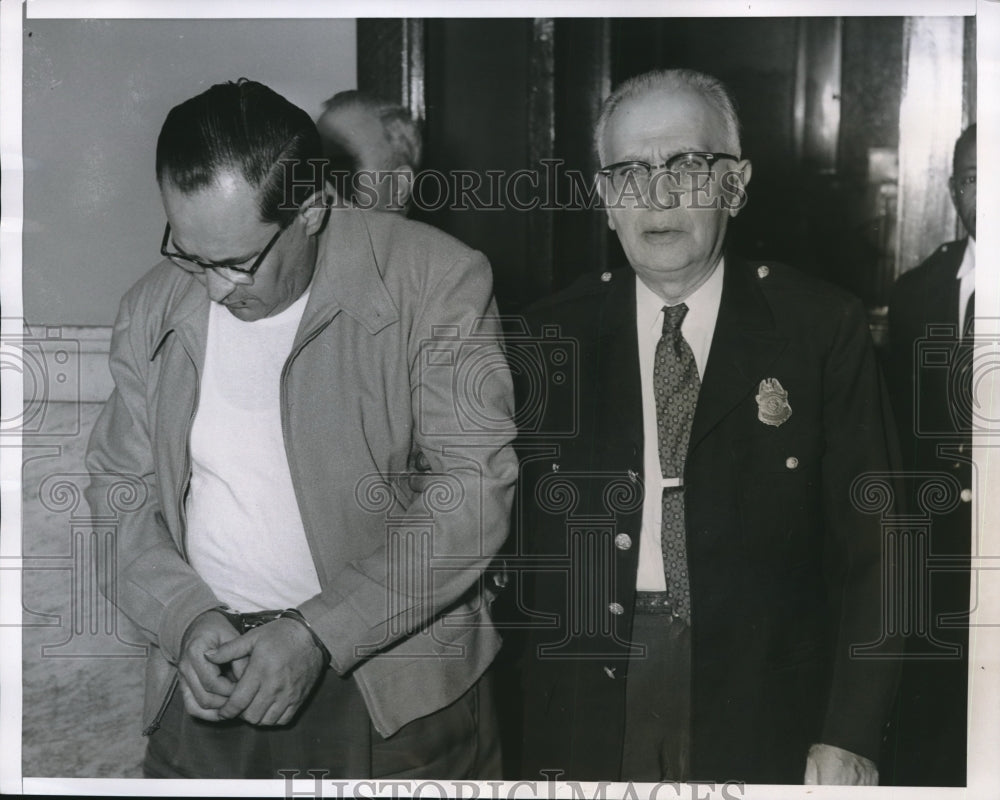 1956 Press Photo Chester Biegalski Bank Of Elmwood Park Arrest