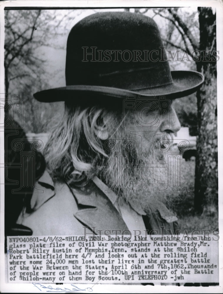 1962 Press Photo Robert Austin of Memphis, Tennessee at Shiloh Battlefield- Historic Images