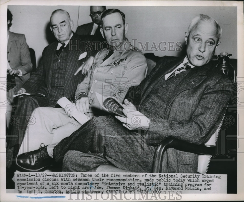 1951 Press Photo D.C. Natl Security Training Commission, Adm T Kincaid- Historic Images