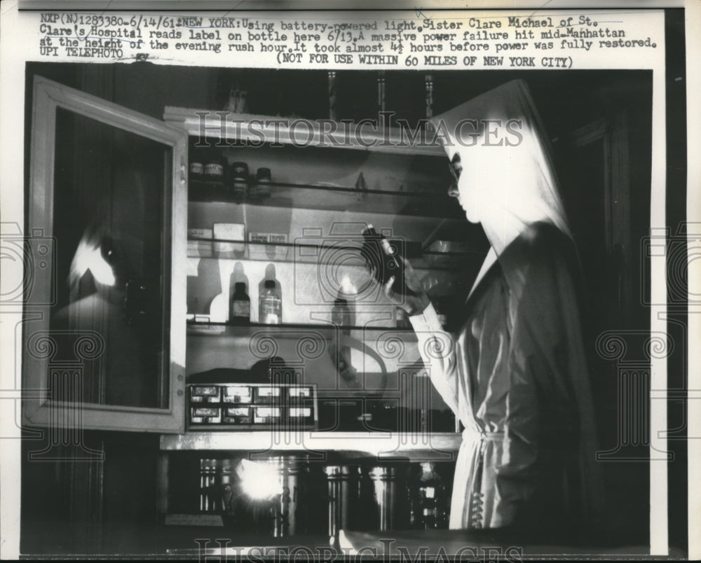 1961 Press Photo NYC, Sister Clare Michael at St Claire Hospital- Historic Images