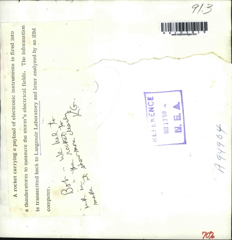 1969 Press Photo Rocket launch at Langmuir Labs by IBM