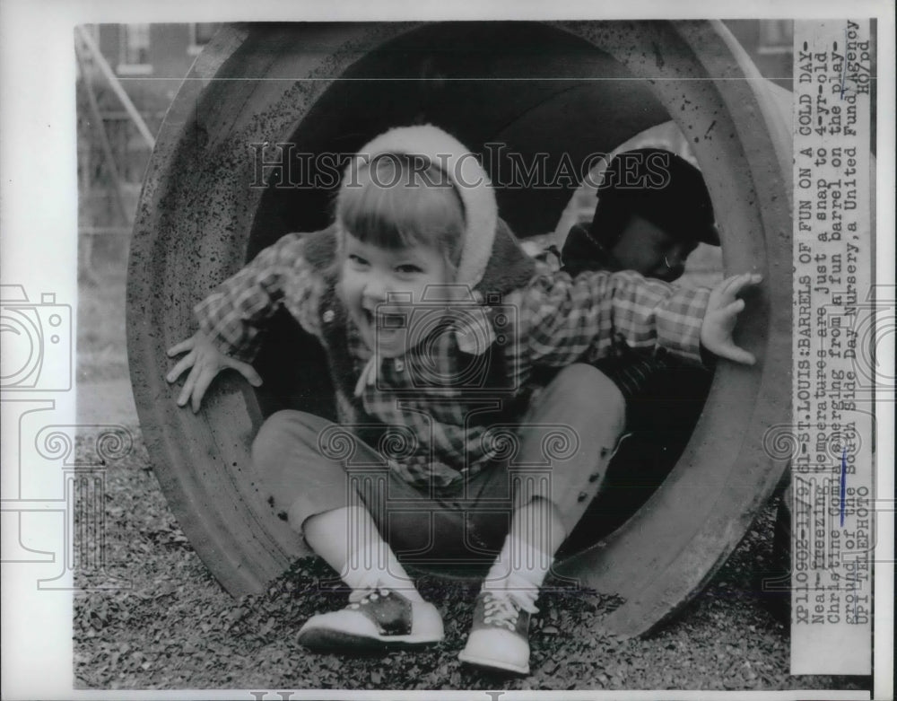 1961 Press Photo St Louis, Mo Christine Gomia, age 4 at aplayground- Historic Images