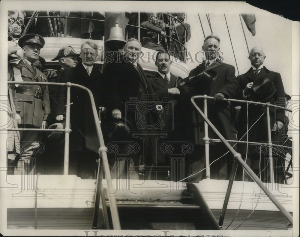 1930 Press Photo Amd D Morrow, Sen, J Robinson,Police Comm Whalen,- Historic Images