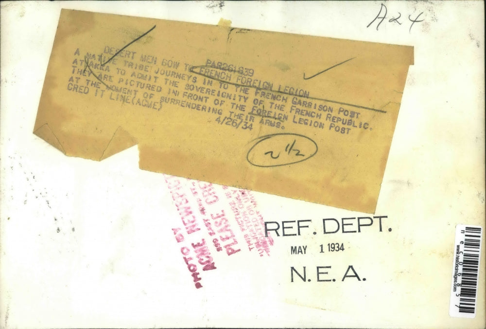 1934 Press Photo French Foreign Legion garrison at Akka,Africa - nec06857