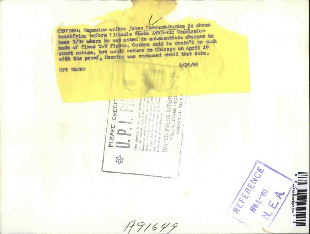 1960 Press Photo Magazine Writer James Steward-Gordon Testifies - nec07011