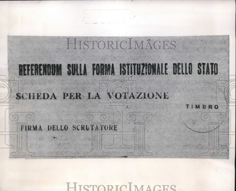 1946 Press Photo Sample Ballot As Used in Italy - nec08132