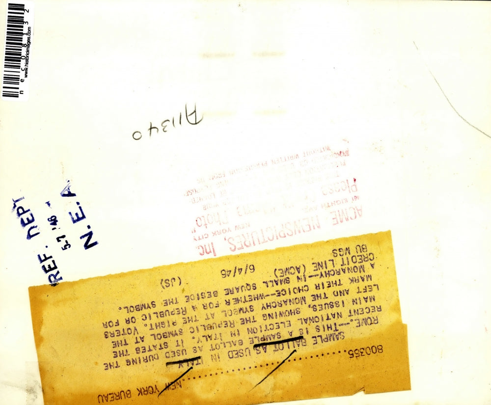 1946 Press Photo Sample Ballot As Used in Italy - nec08132