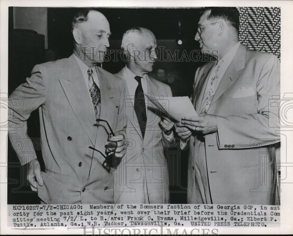 1950 Press Photo Chicago, Ga GOP delegates FO Evans,Elbert Tuttle, WB Tucker- Historic Images