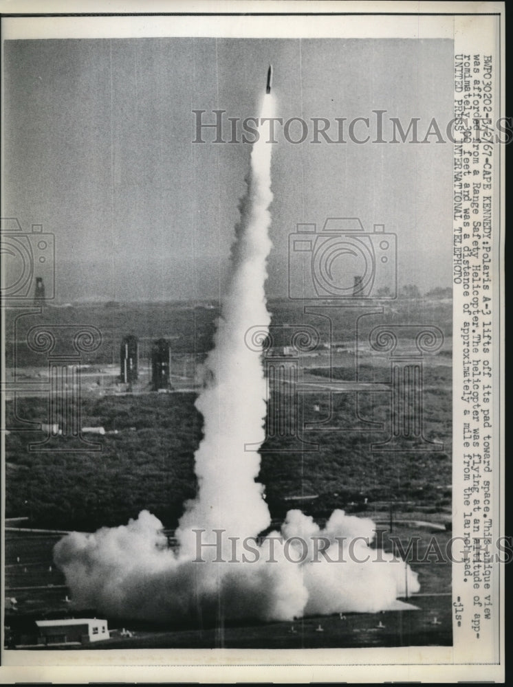 1967 Press Photo Polaris A-3 Lifts Off at Cape Kennedy - nec08408