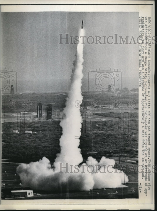 1967 Press Photo Polaris A-3 Lifts Off at Cape Kennedy - nec08408
