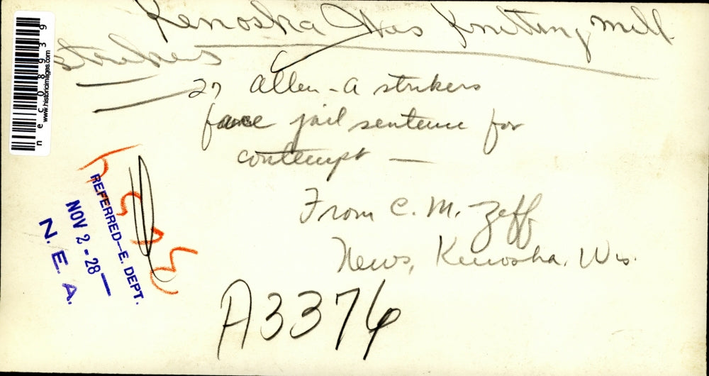 1928 Press Photo Strikers at Kenoska Wes Knitting Mill - nec08939