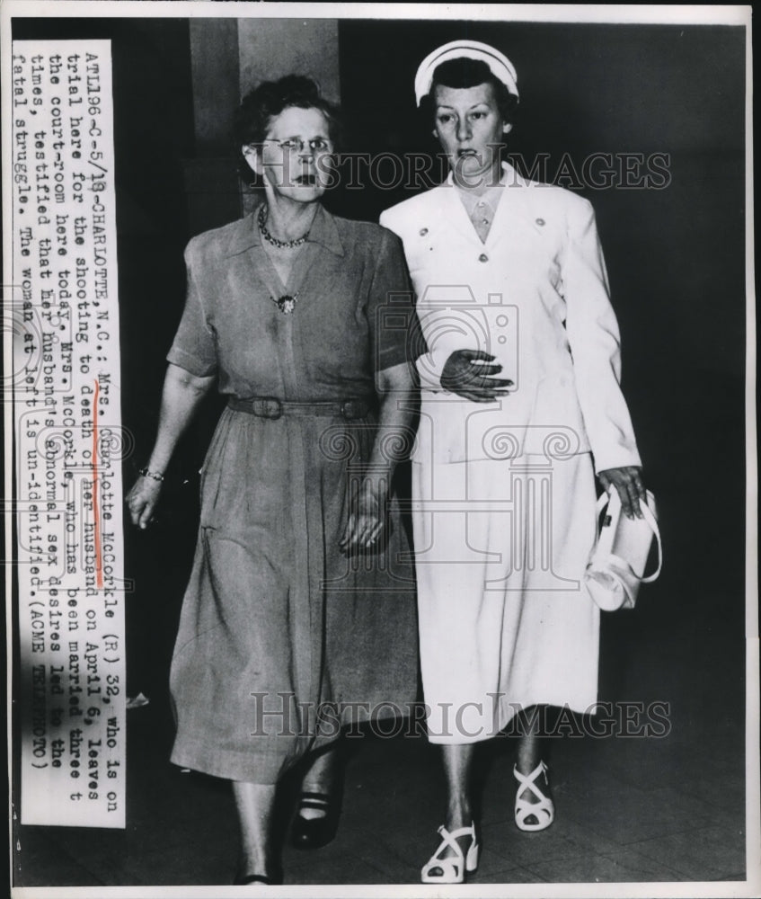 1950 Press Photo Mrs. Charlotte McCorkle on trial for shooting husband to death- Historic Images