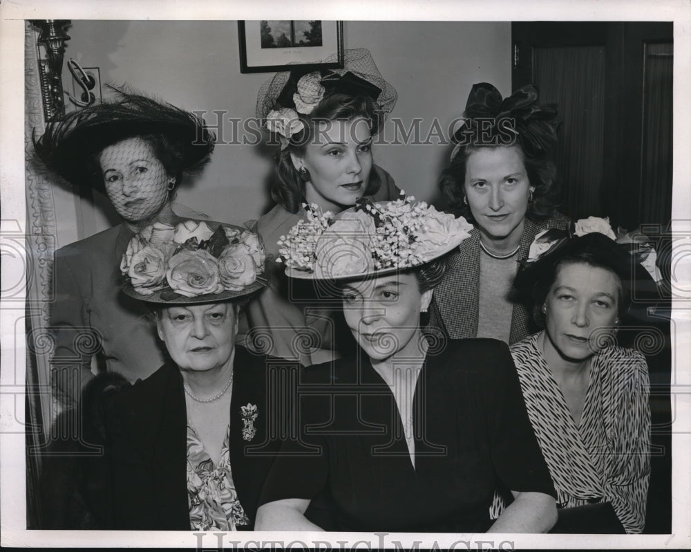 1937 Press Photo Group Of Senatorial Wives Display Easter Hats- Historic Images