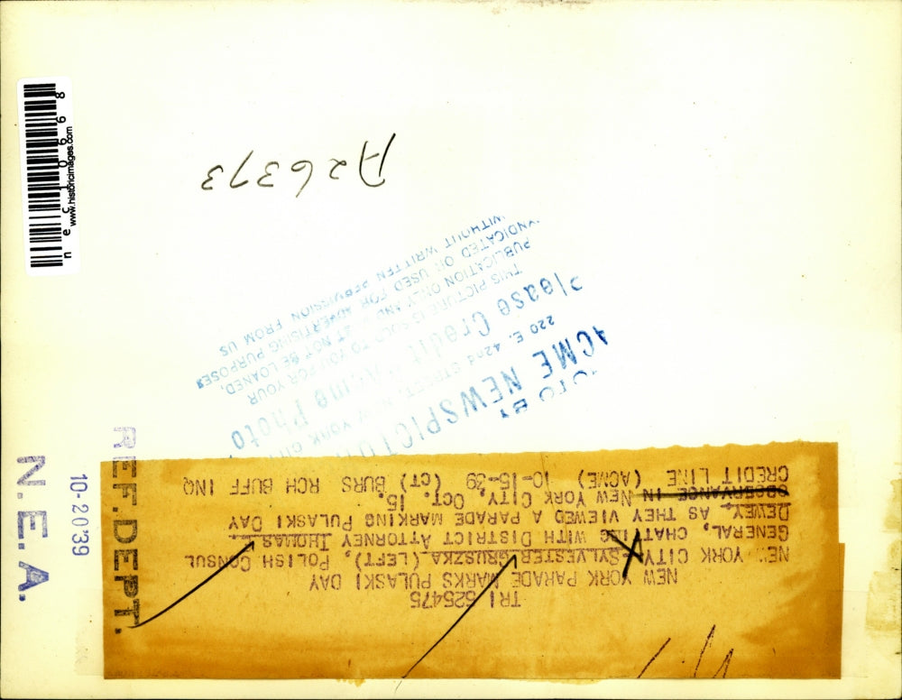 1939 Press Photo Sylvester Gruszka Polish Consul General DA Thomas Dewey NYC