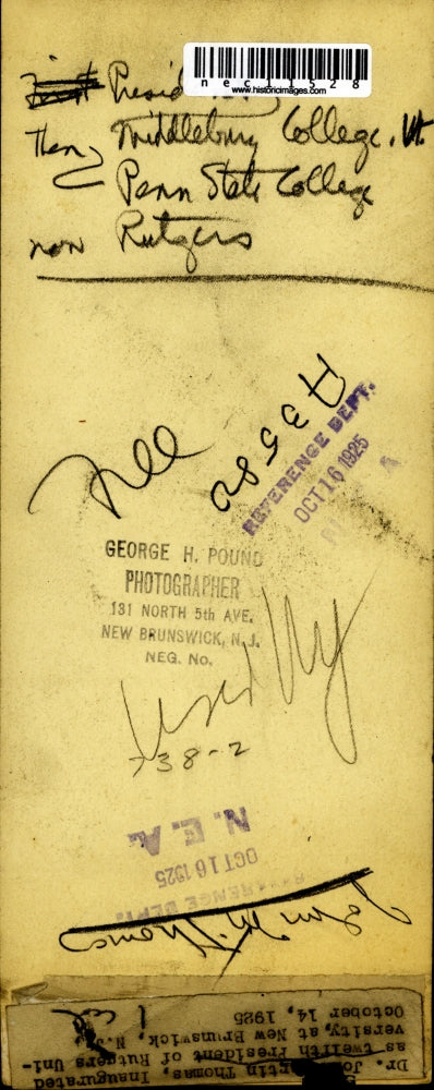 1925 Press Photo Dr. J. Martin Thomas, Inauguration of 12th President at Rutgers