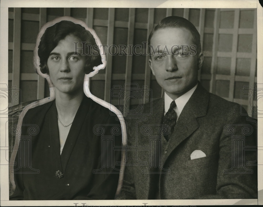 1927 Press Photo Rosamond Reed, daughter of Sen Dave Reed w/ fiance Chas Deuby - Historic Images