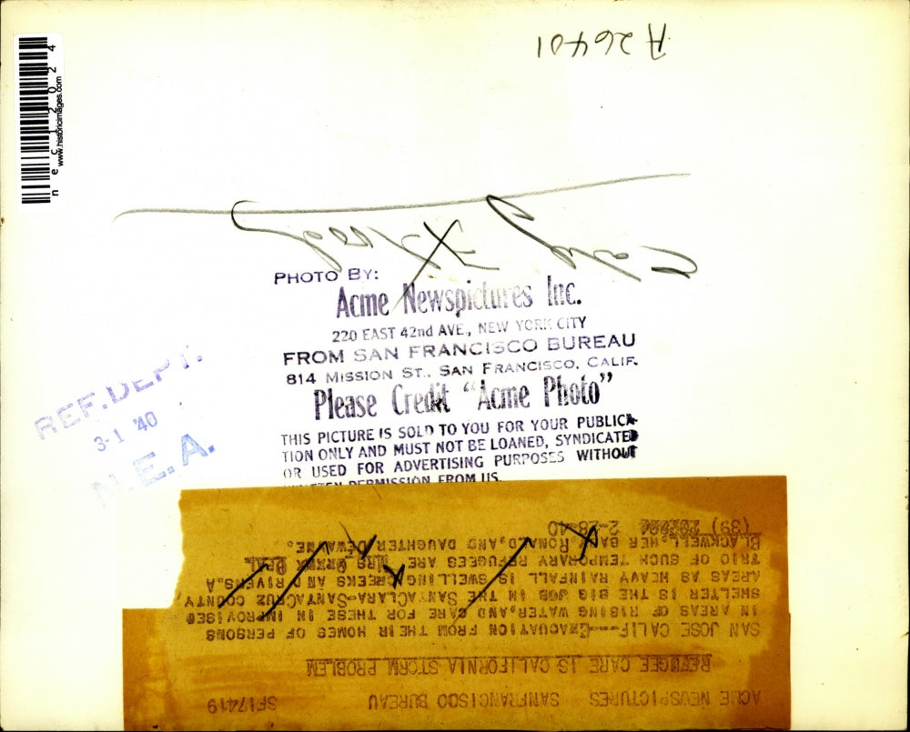 1940 Press Photo Opal Blackwell, Baby Ronald and daughter Ca Storm refugees