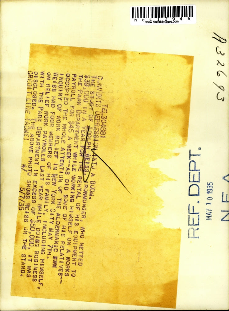 1935 Press Photo Adolph Weiss Ironmonger