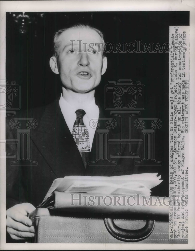 1951 Press Photo John Burton Of NY Port Authority Commits $800,000,000