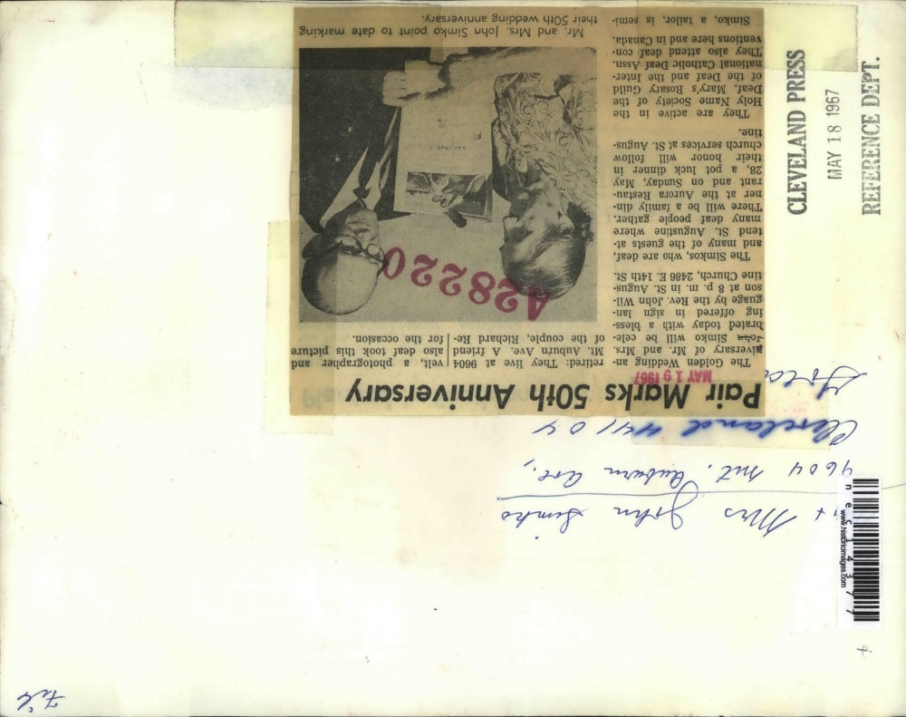 1967 Press Photo Mr. and Mrs. John Simko Deaf Couple 50th Wedding Anniversary