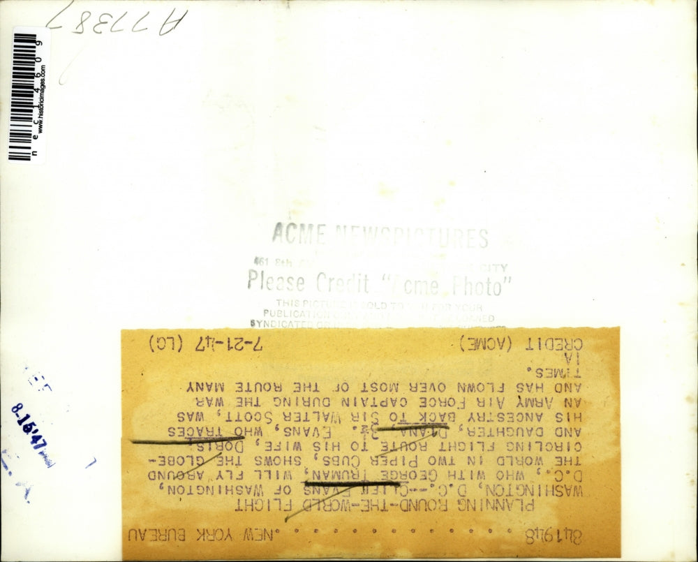 1947 Press Photo Cliff Evans & George Truman to fly Pipers around the world