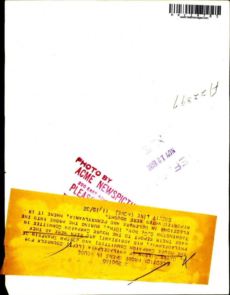 1932 Press Photo S. Davis Wilson & Joseph Sharfsin to House Campaign Committee