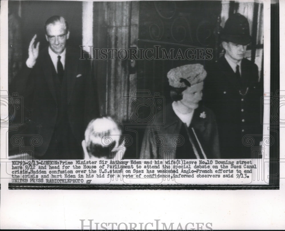 1956 Press Photo British PM Anthony Eden and wide leave #10 Downing