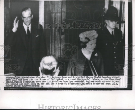 1956 Press Photo British PM Anthony Eden and wide leave