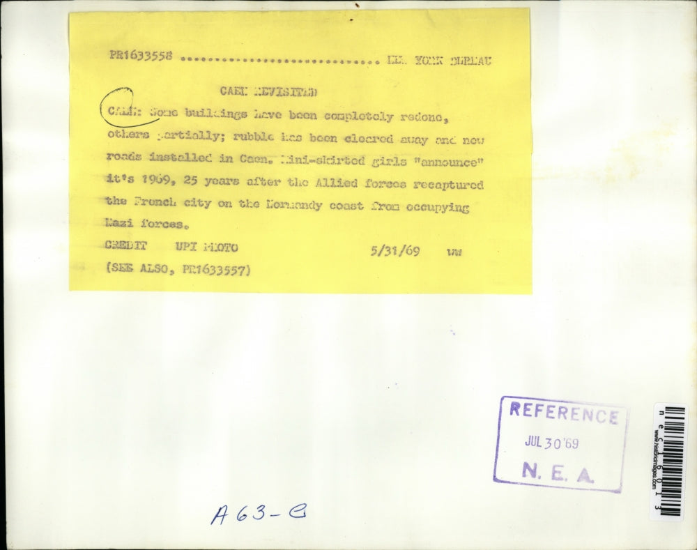 1969 Press Photo French City of Caen Reconstruction Photo