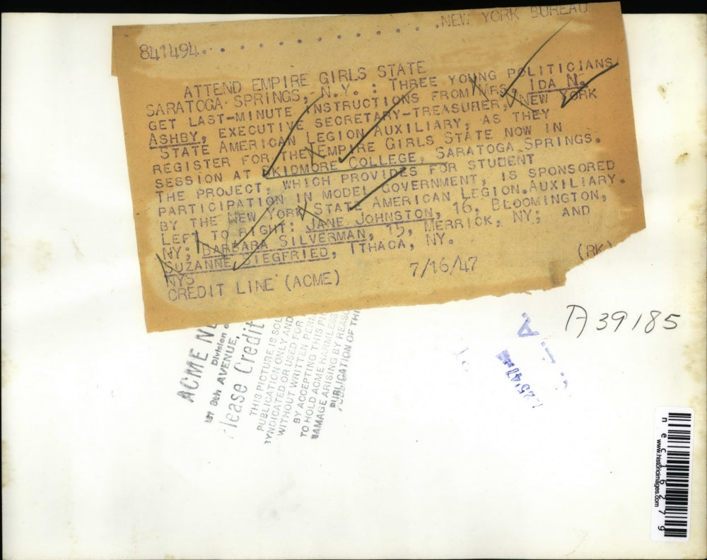 1947 Press Photo Pretty Young Politicians Register For Girls State At Skidmore