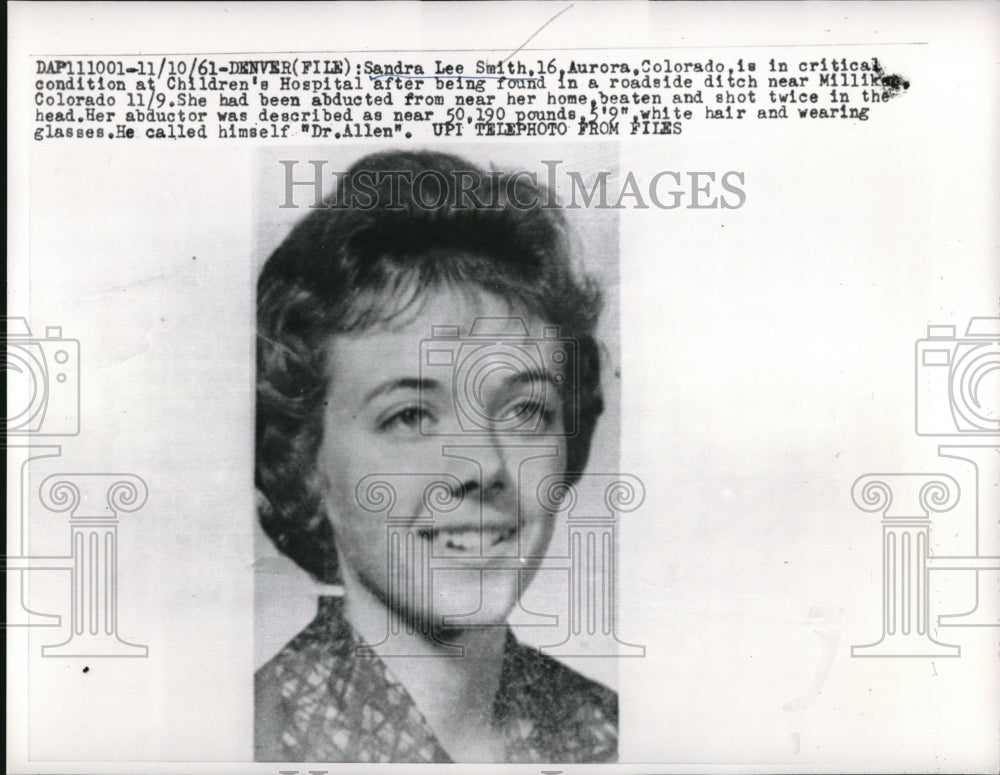 1961 Press Photo Sanra Lee Smith found in roadside ditch - Historic Images