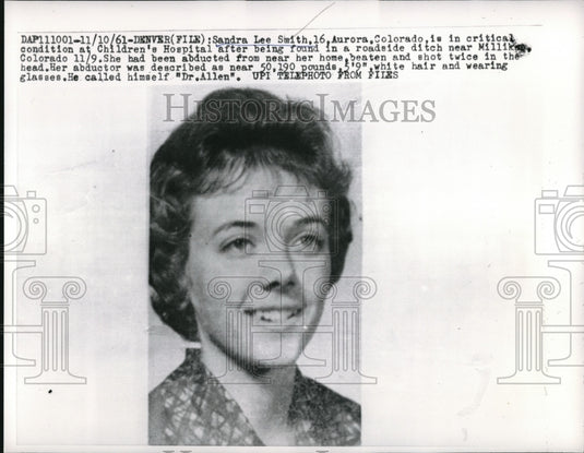 1961 Press Photo Sanra Lee Smith found in roadside ditch - Historic Images