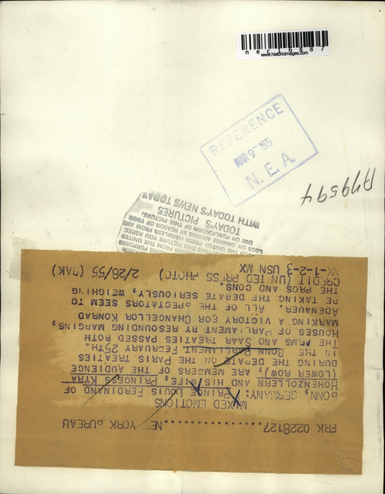 1955 Press Photo Prince Louis Ferdinand Of Hohenzollern Germany Paris Treaties