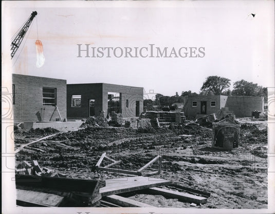 1956 Press Photo Construction Is Muddy At The Twinsburg Ohio Sewage Plant- Historic Images
