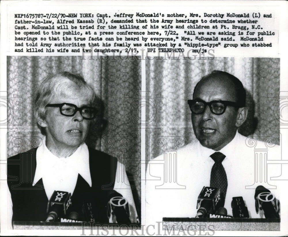 1970 Press Photo Dorothy McDonald & Alfred Kassab Demand Army Trial