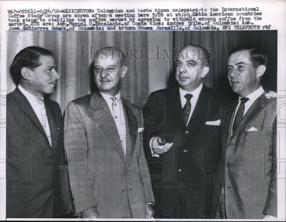 1958 Press Photo International Delegates Meeting to discuss Coffee Trade- Historic Images