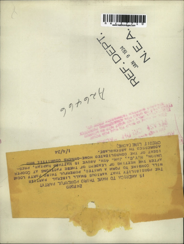 1934 Press Photo Mathew Napear addresses political meeting at Cooper Union NYG