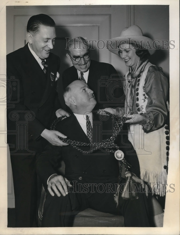 1937 Press Photo Postmaster Pete Peterson, Postmaster General Farley, J. Steele- Historic Images