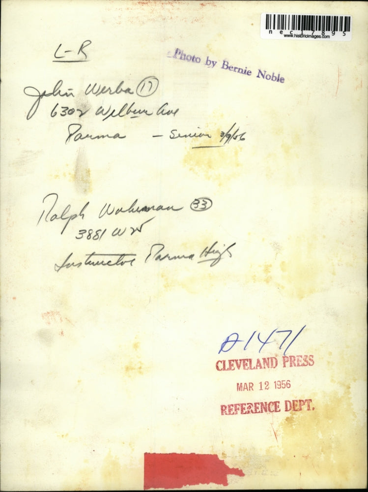 1956 Press Photo Parma High School Student with Teacher Ralph Wuhinan