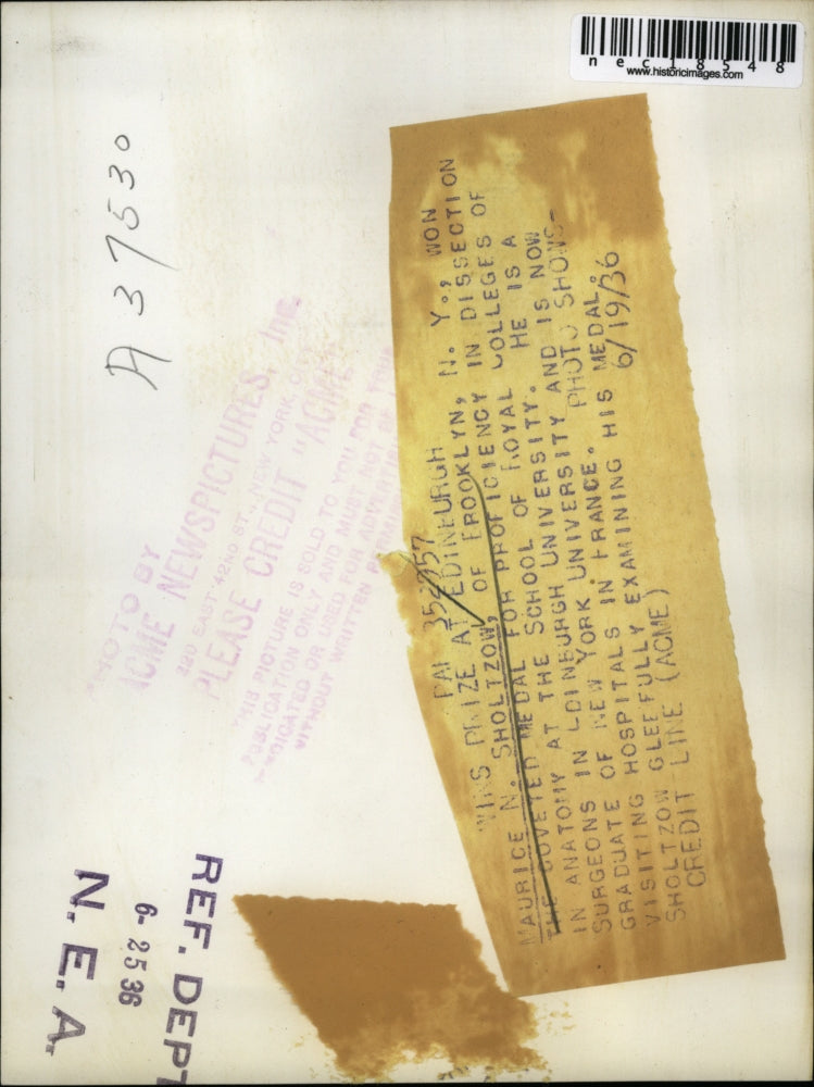 1936 Press Photo Maurice Sholtzow Anatomy Medal Winner At London Surgeon College