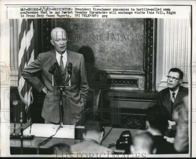 Load image into Gallery viewer, 1959 Press Photo Washington President Dwight Eisenhower James Hagerty
