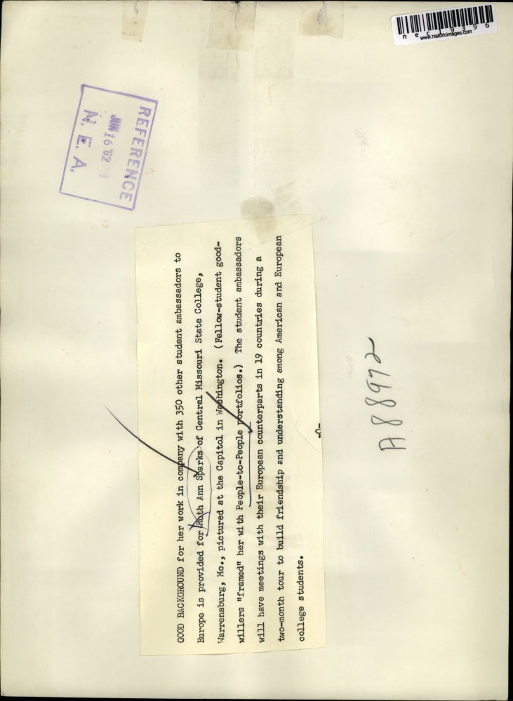 1962 Press Photo Ruth Ann Sparks, student at Central Miss.state college in DC