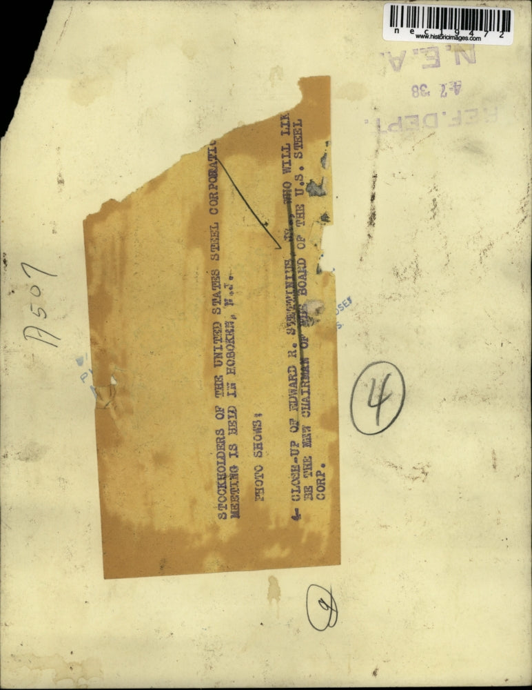 1938 Press Photo Edward Stettinius chairman of the Board of US STEEL