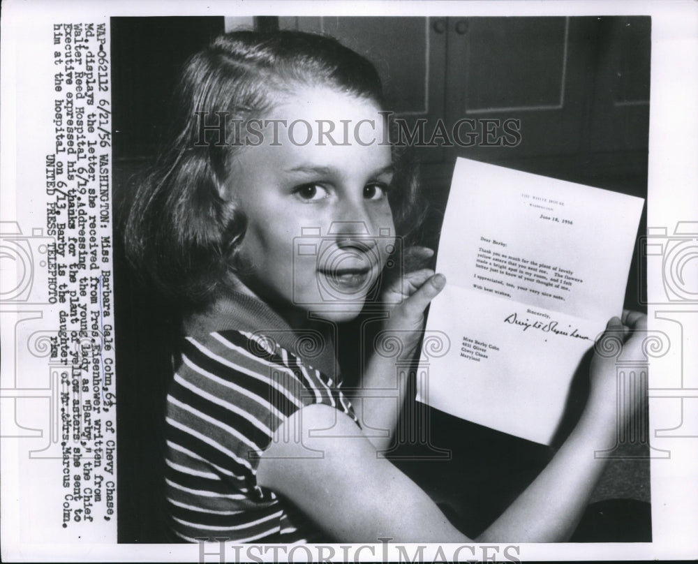 1956 Press Photo Barbara Gale Cohn Holds Letter She Received