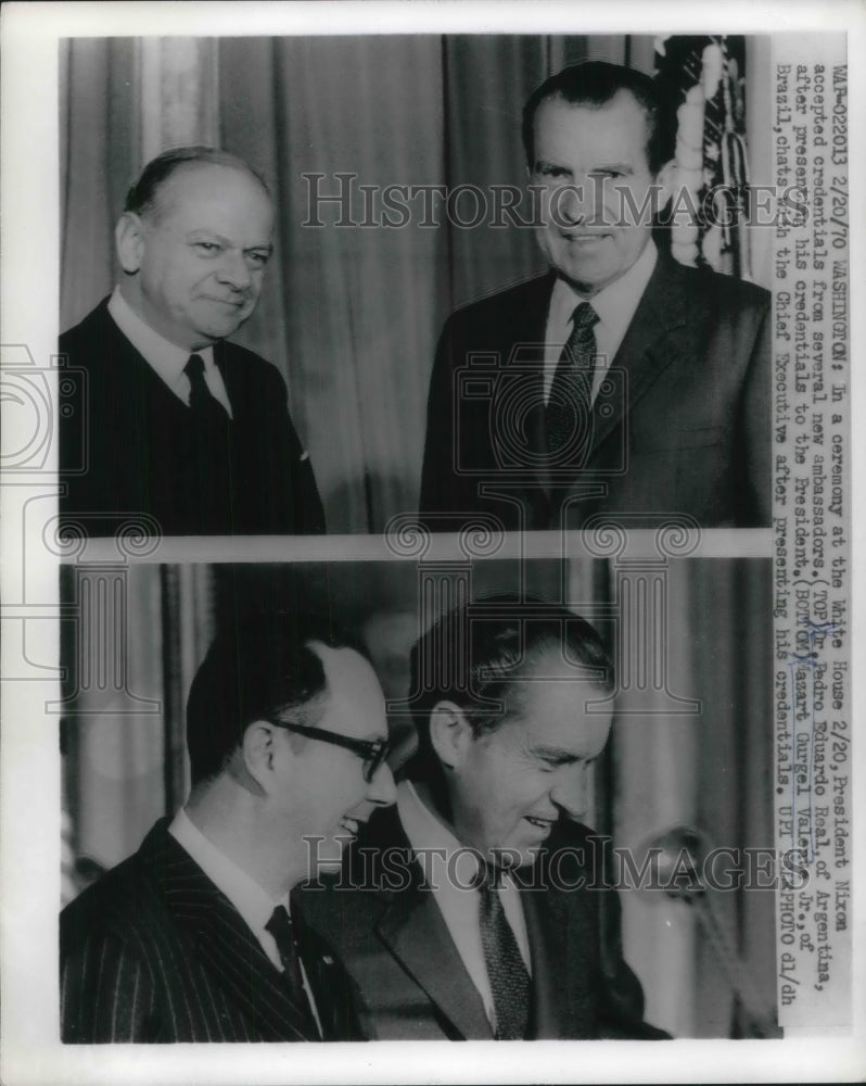 Load image into Gallery viewer, 1970 Press Photo President Nixon Tricky Dick Inducts Ambassadors At White House
