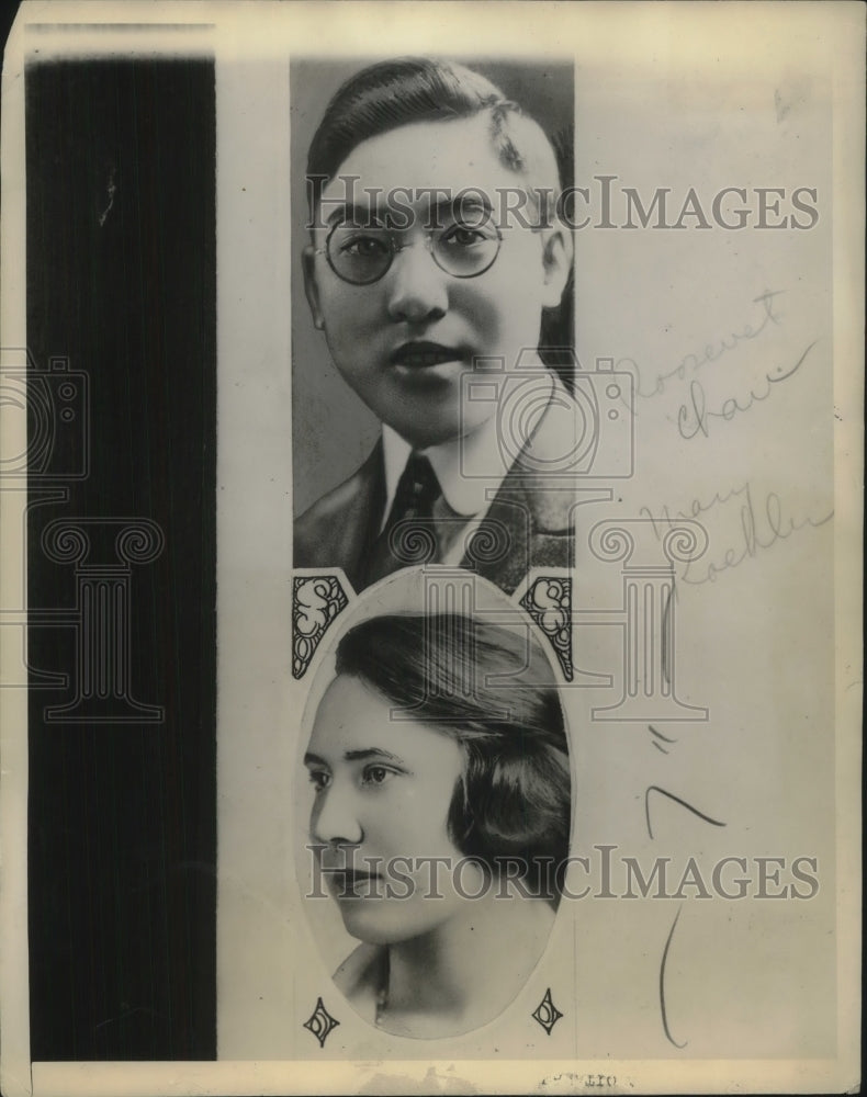 1922 Press Photo Rosevelt Ceao Son Of Hong Kong Millionaire With Yankee Fiancee