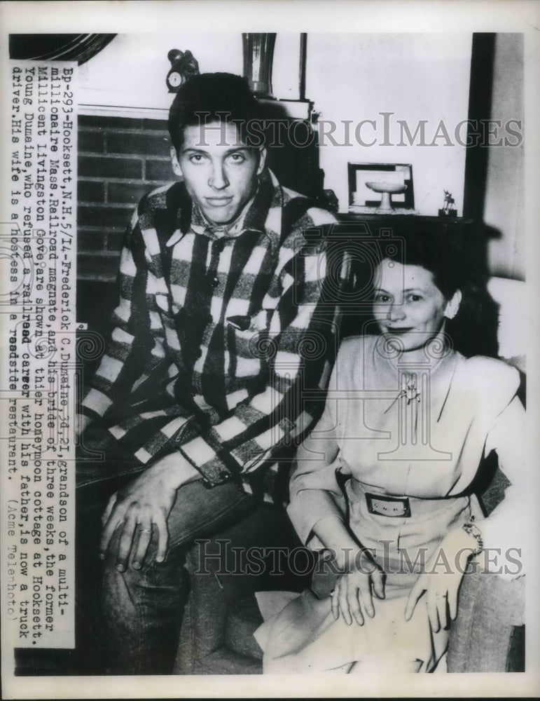 1949 Press Photo Frederick Dumaine Railroad Fortune Heir Shunned Money With Wife